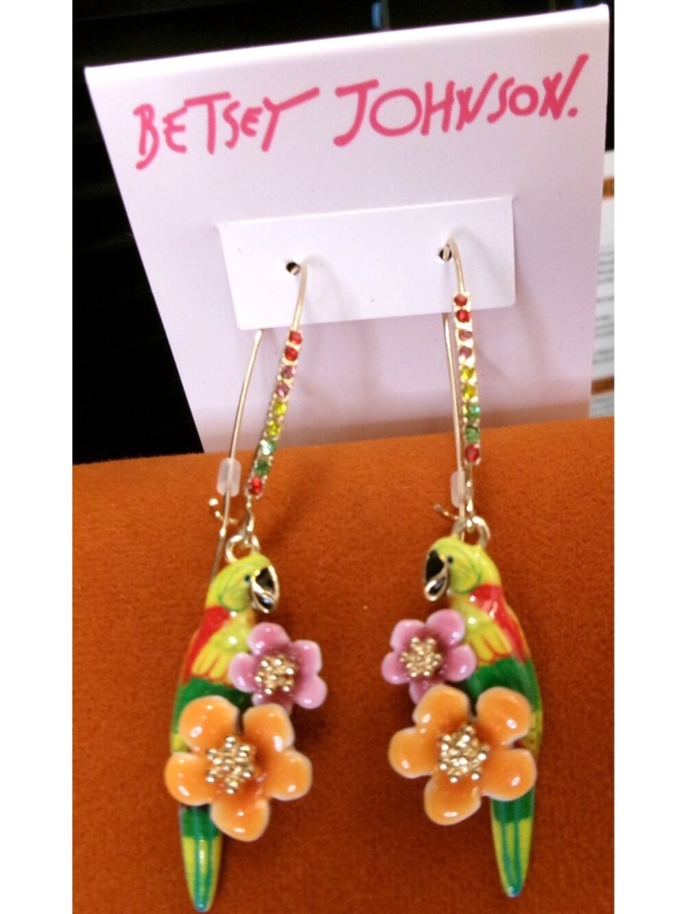 Betsey Johnson Tropical Parrot Drop Earrings